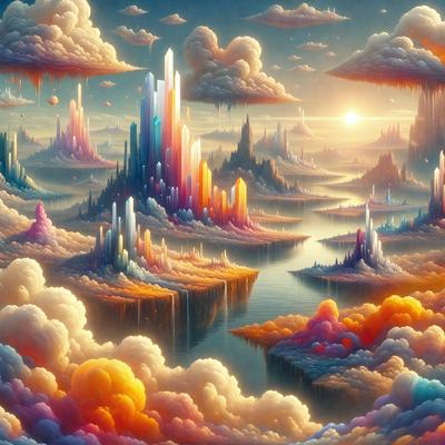 Primary subject: A colorful, whimsical landscape featuring a variety of buildings, towers, and structures.

Setting/background: The scene takes place in a cloudy sky, with the buildings and towers floating in the air.

Visual style: The image is a digital art or illustration, showcasing a creative and imaginative world.

Colors and mood: The colors in the image are predominantly bright and vibrant, creating a lively and cheerful atmosphere.